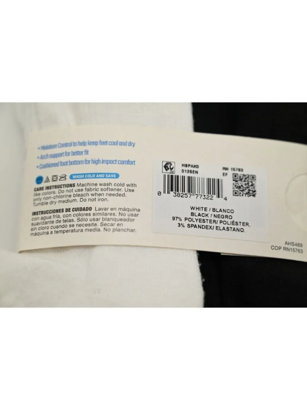 NIP Hanes Premium Boys Ankle Socks 10 Pack Sz L Black White Athletic Sport